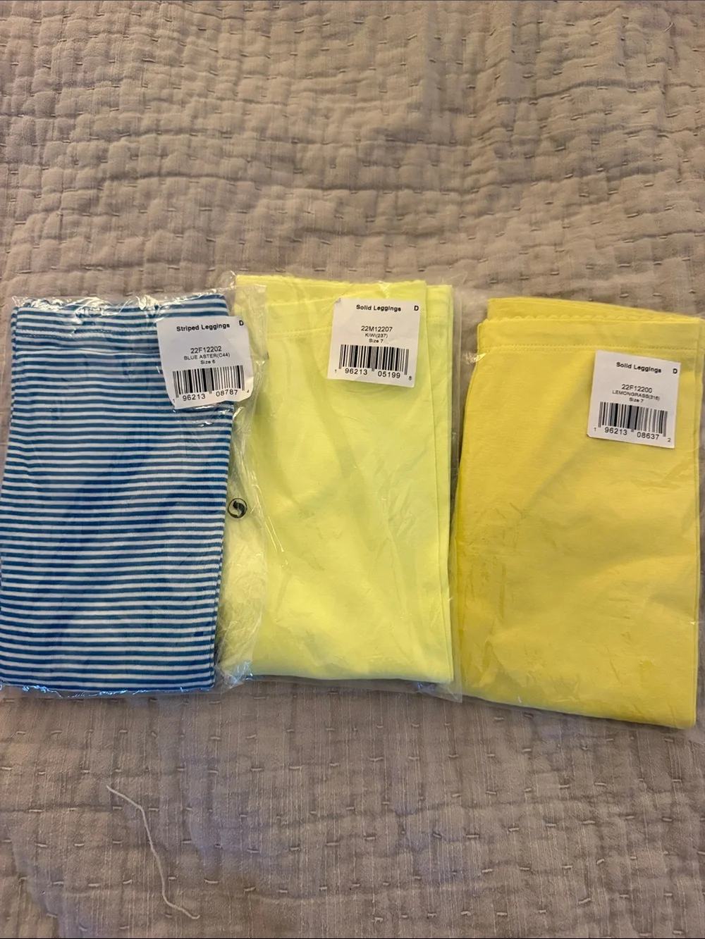 New in bag Tea Collection Kids Leggings - Blue Stripe and Yellow